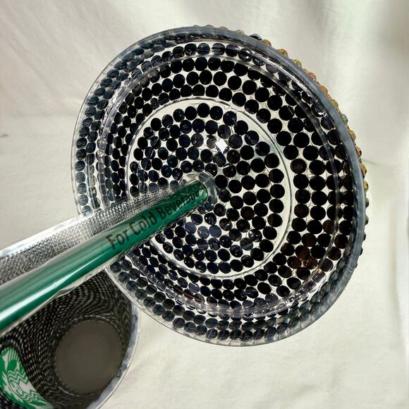 Starbucks Purple Copper Iridescent Rhinestone Studded Cold Reusable Cup & Straw - Picture 9 of 9